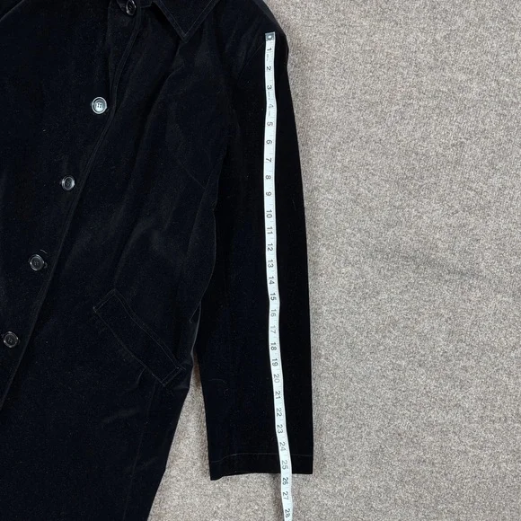 Gallery Black Velour Mid Length Single Breasted Pea Coat Women’s XL Car Coat - Picture 6 of 10
